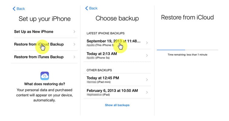 restore from icloud backup meaning