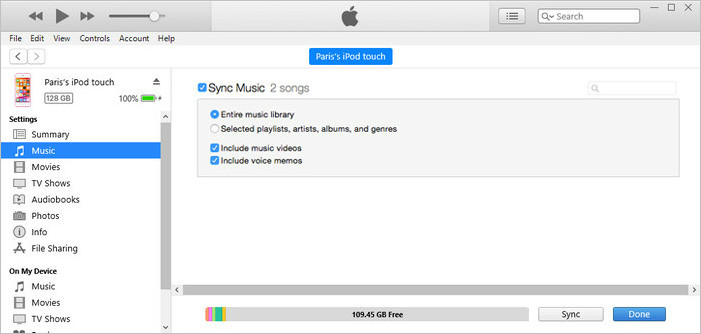sync music from itunes to ipod touch
